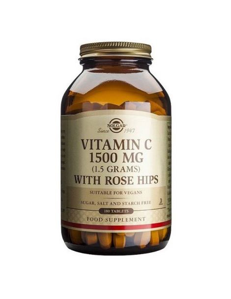Vitamina C 1500 mg. Rose Hips Solgar - 180 comprimidos