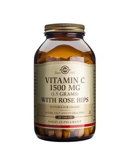Vitamina C 1500 mg. Rose Hips Solgar - 180 comprimidos