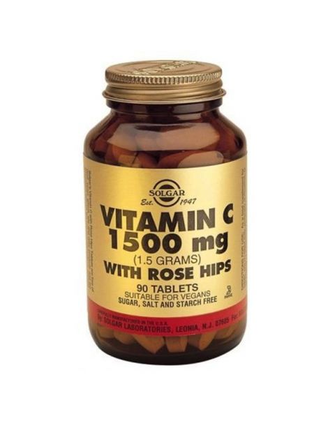 Vitamina C 1500 mg. Rose Hips Solgar - 90 comprimidos