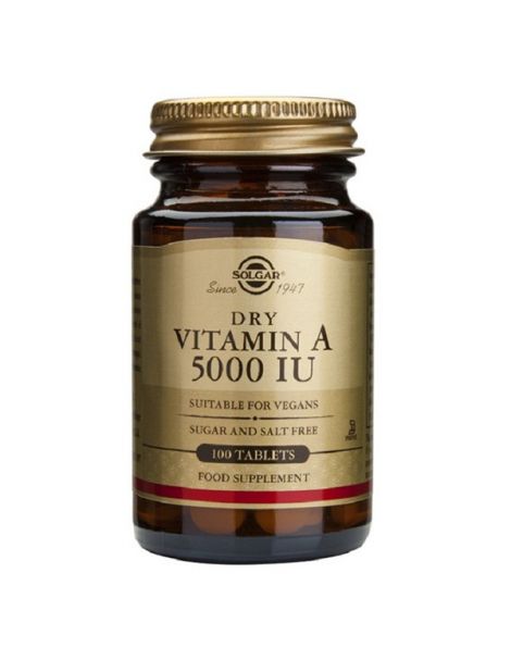 Vitamina A Seca (5000 UI) Solgar - 100 comprimidos