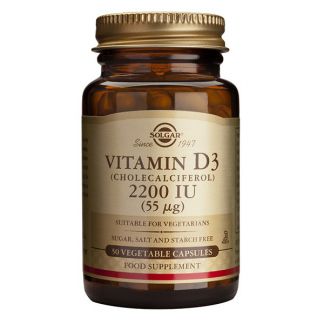 Vitamina D3 55 mcg. (2200 UI) Solgar - 100 cápsulas