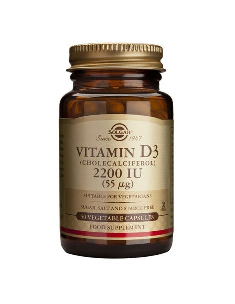 Vitamina D3 55 mcg. (2200 UI) Solgar - 100 cápsulas