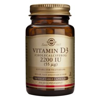 Vitamina D3 55 mcg. (2200 UI) Solgar - 50 cápsulas