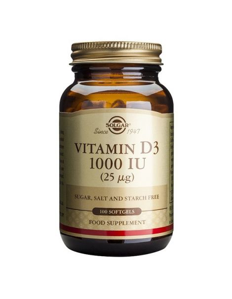 Vitamina D3 25 mcg. (1000 UI) Solgar - 100 perlas