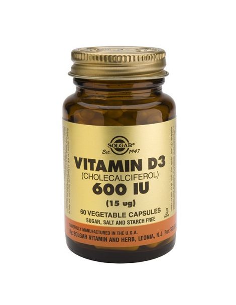 Vitamina D3 15 mcg. (600 UI) Solgar - 60 cápsulas