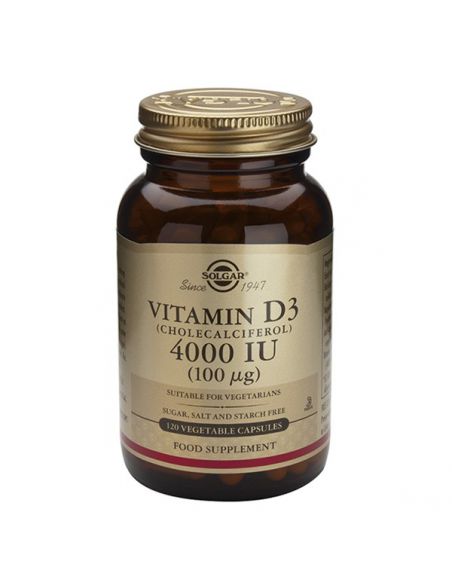 Vitamina D3 100 mcg. (4000 UI) Solgar - 60 cápsulas