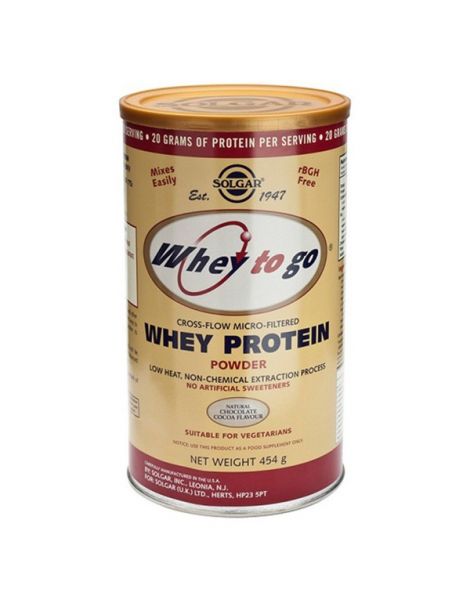 Whey to Go Proteína de Suero Chocolate Solgar - 1162 gramos