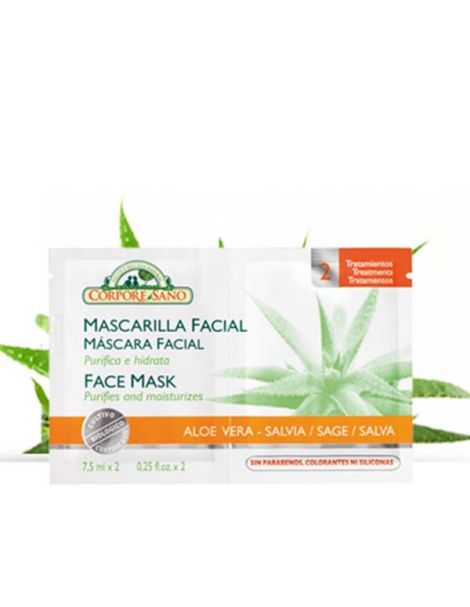 Mascarilla Facial Aloe Vera y Salvia Corpore Sano - 24 sobres