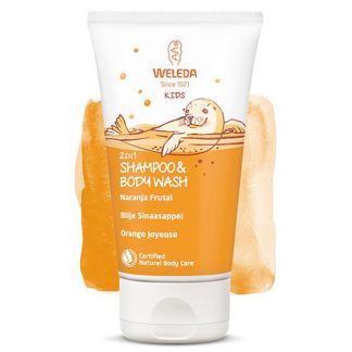 Champú y Gel de Ducha Naranja Frutal Kids Weleda - 150 ml.